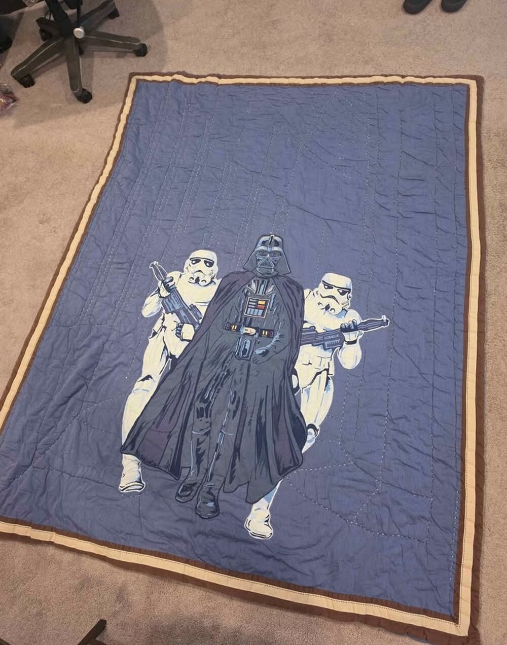 Pottery Barn Kids Star Wars Quilt Blanket 80" x 62" Darth Vader Stormtroopers